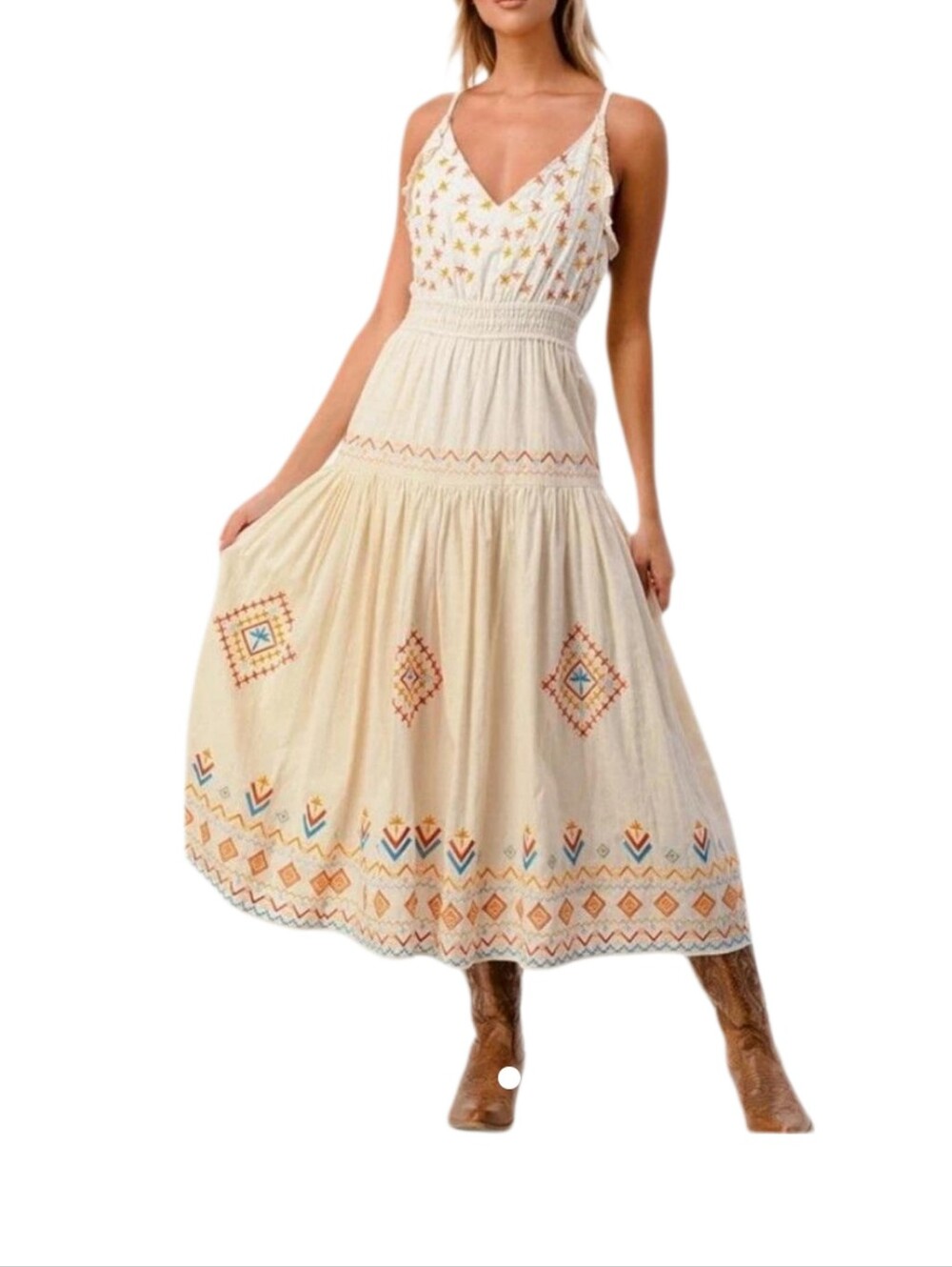 MISS ME Womens Southwestern Tiere Midi Sundress Size L EUC